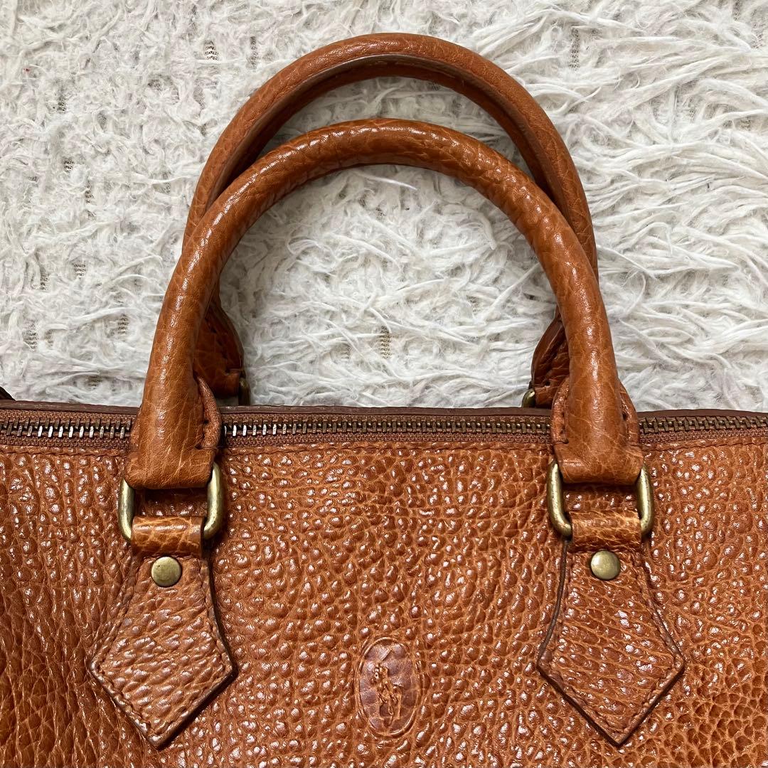 《美品人気早い者勝ち》ラルフローレンralph laurenミニボストンシボ革