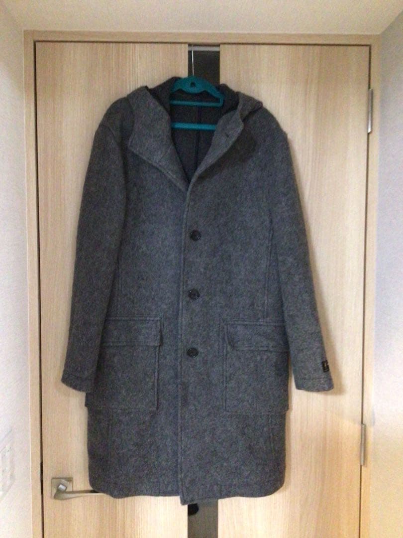 Premium Quality フード付きダッフルコート グレー クラシック・ラムウール・ダッフル・コート 米国フィット・プチ