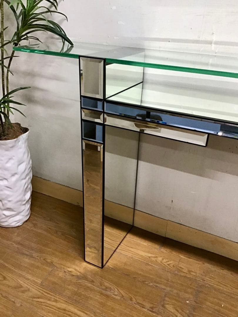 管987☆ベルギー製☆DEKNUDT☆デクヌートミラー☆ガラスコンソールテーブル