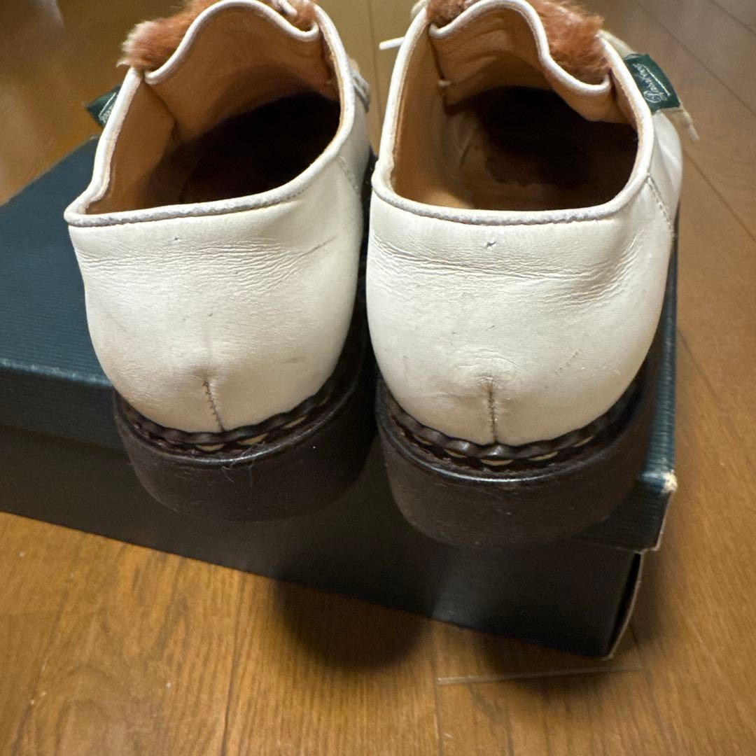 パラブーツ UK4.5 ミカエル 白 ラビットファー 別注カラー - メルカリ