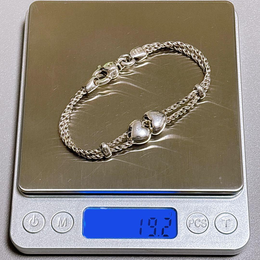 【美品】19.2cm ティファニー ダブルロープ ハート ブレスレット 925