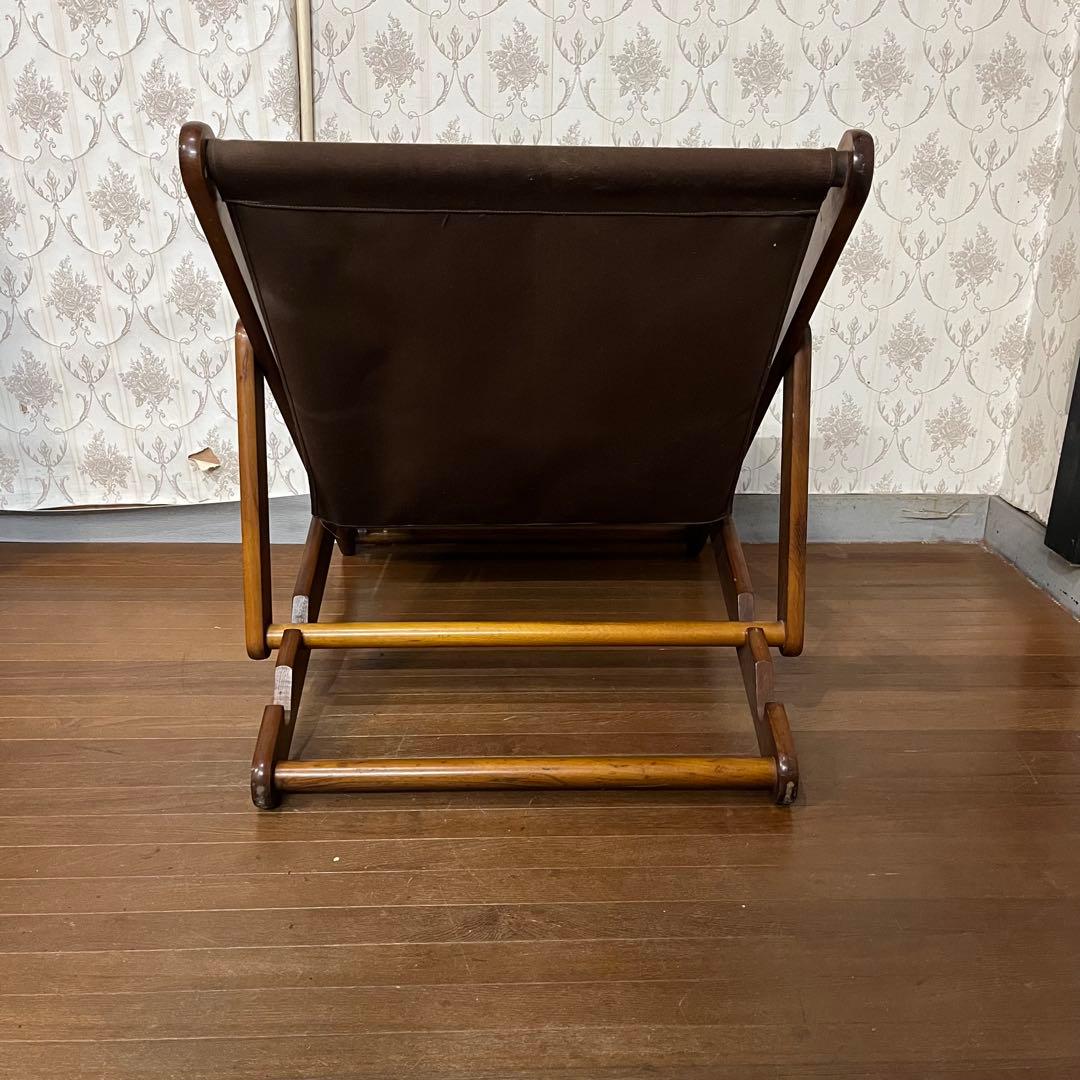 アンティーク】折り畳み リクライニングチェア デッキチェア 1人掛け椅子