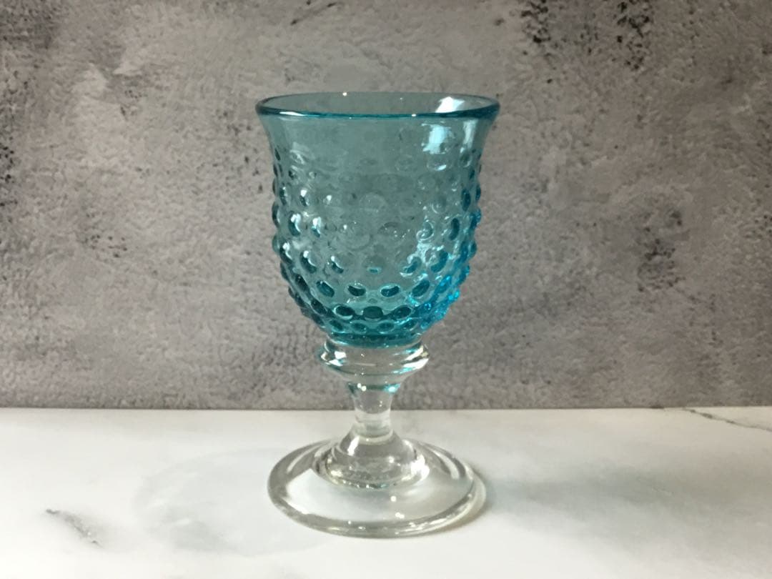 舩木倭帆（ふなきしずほ）作　アラレワイングラス　ブルー 日々の暮らし | アラレワイングラス 透 | カンナカガラス工房 村松学