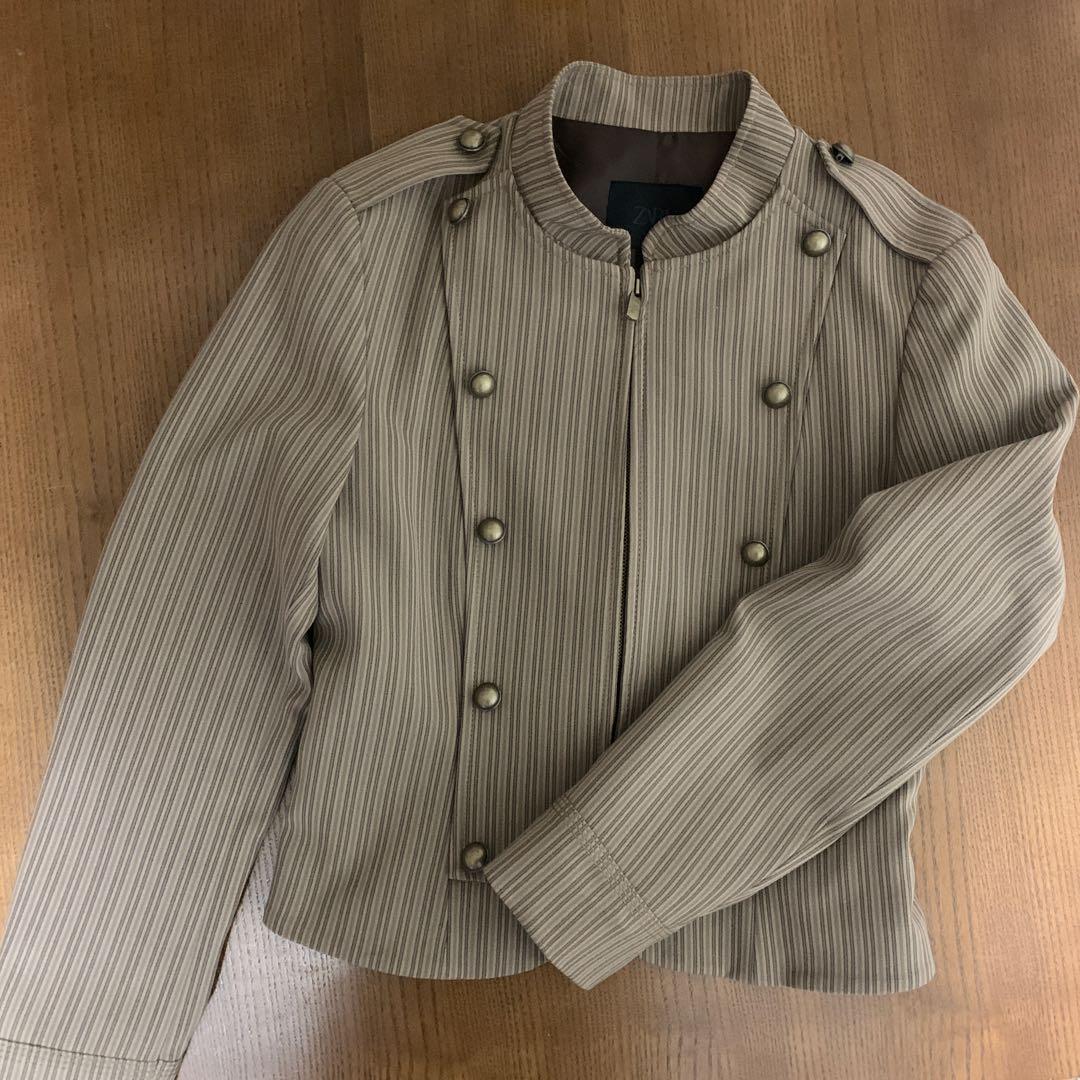 新品未使用！完売品 zara ストライプ柄フィットブレザー ナポレオン
