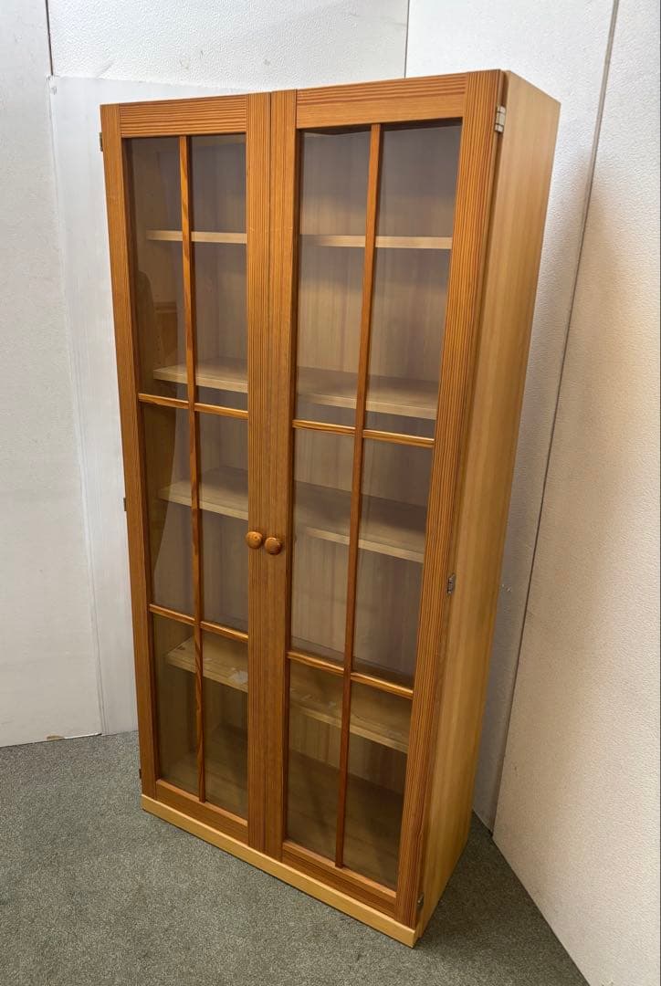 昭和レトロ家具　当時物　ヴィンテージ書棚　フリーボード　収納家具　カントリー 和風キャビネット サイドボード 鎌倉 幅120 茶褐色 黒茶色 食器棚 家具