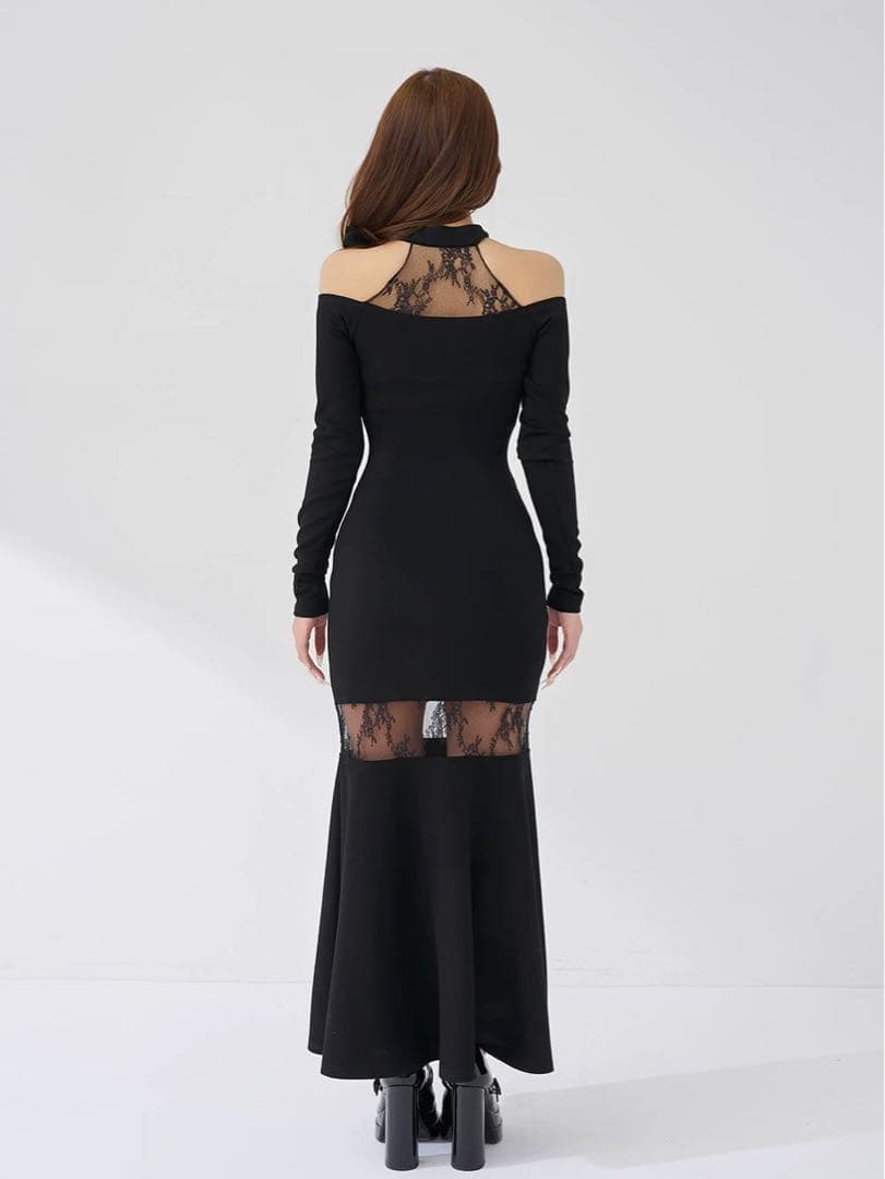 darich ポイントレースカットロングワンピース GRY free - メルカリ