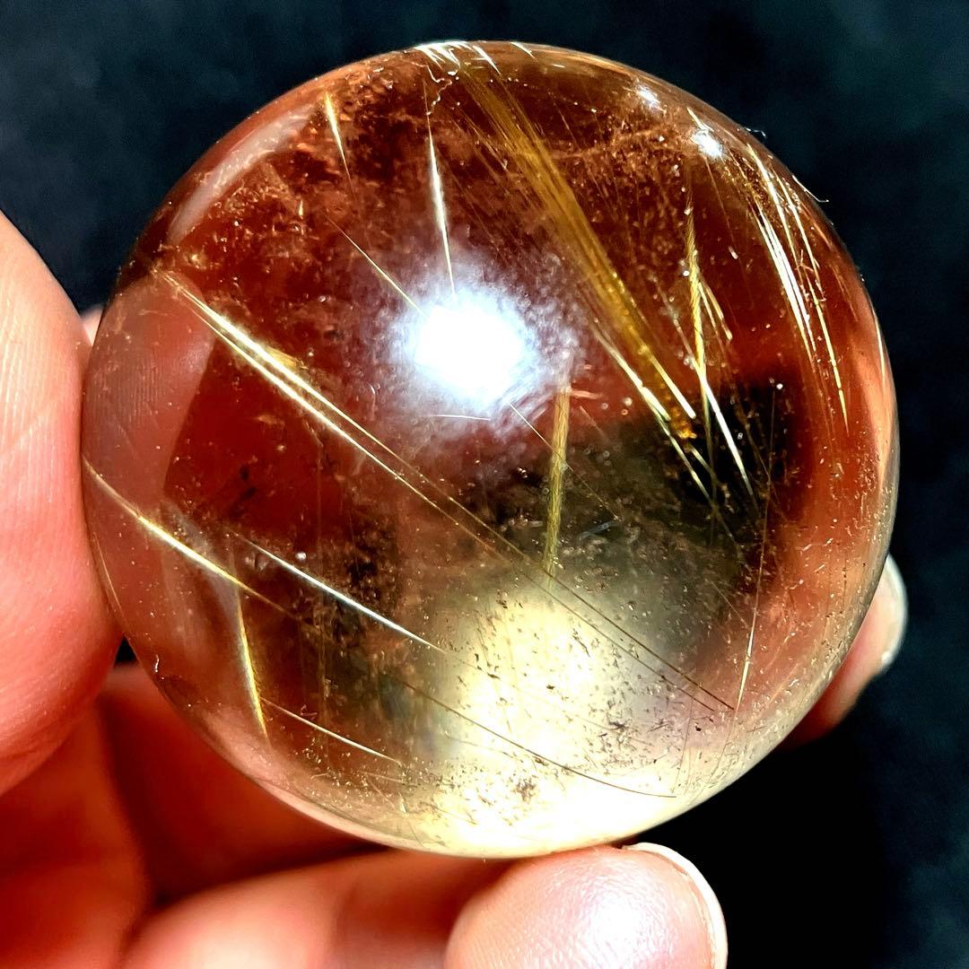 40mm ゴールドルチルクォーツ 丸玉 スフィア 金針水晶 - メルカリ