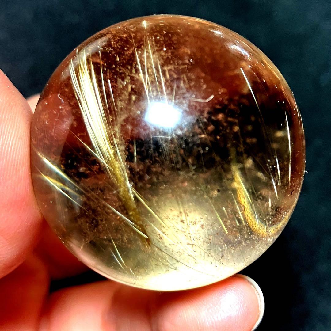 40mm ゴールドルチルクォーツ 丸玉 スフィア 金針水晶 - メルカリ