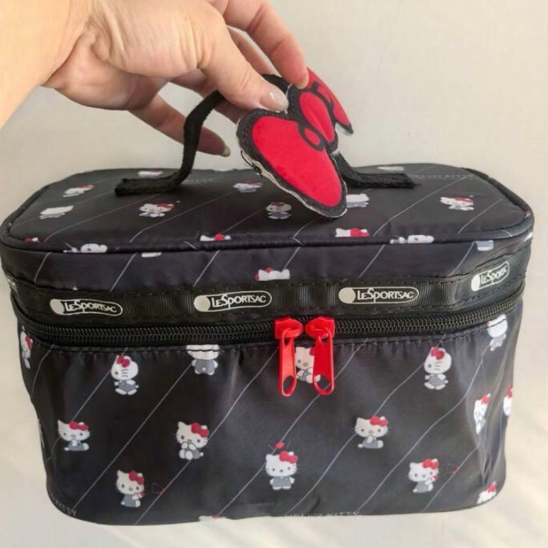 レスポートサック ハローキティ バニティポーチ ブラック リボン 新品