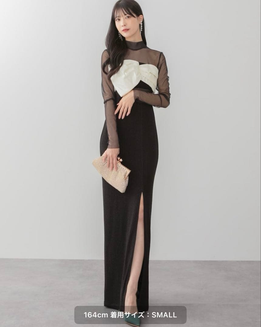 LEJA】フロントツイストデザインシアースリットIラインドレス 裾上げ