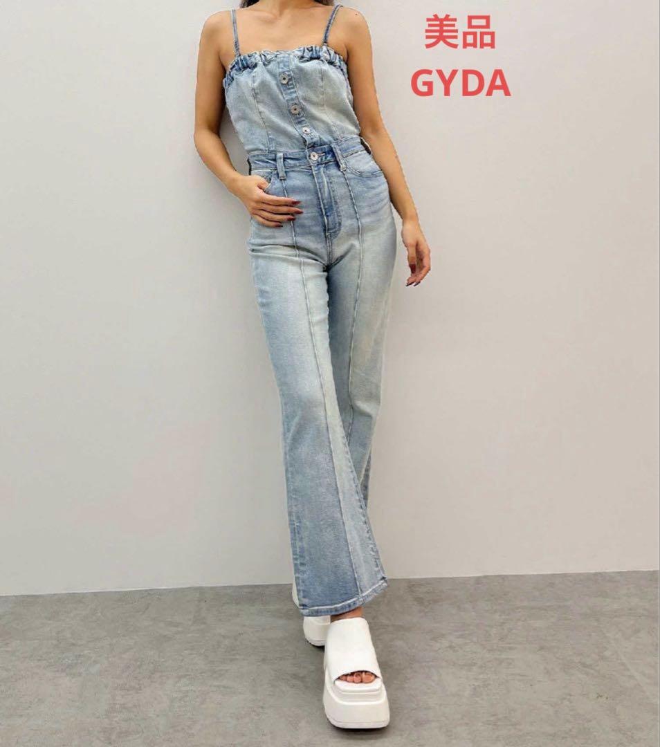 GYDA♡BACKリボンデニムロンパース アイスブルー Sサイズ GYDA BACKリボンデニムロンパース（アイスブルー） -ファッション通販