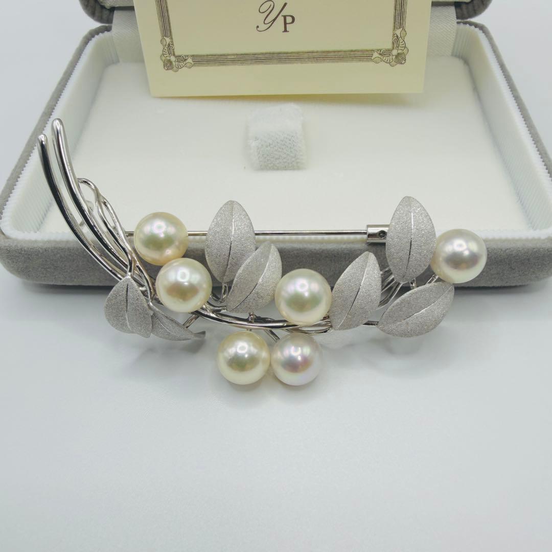 【新品】ホワイトピンク アコヤ真珠 ブローチ 8.0〜7.5mm 6珠伊勢志摩産