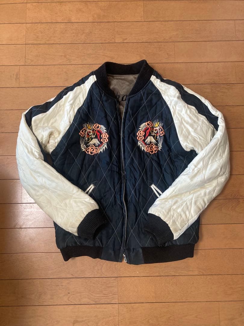 希少】tt15175 グレー別珍 テーラー東洋 別珍 スカジャン Mサイズ