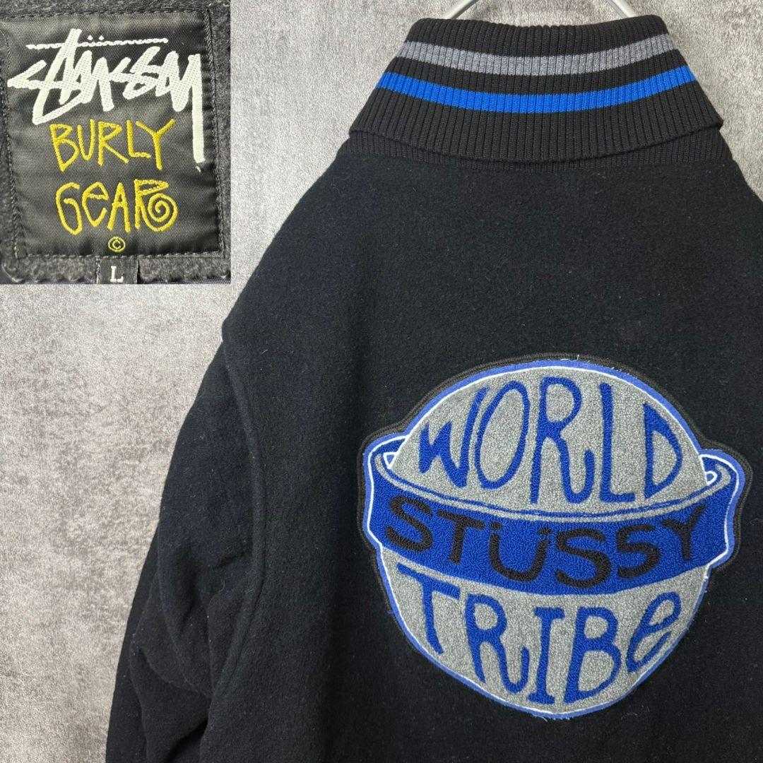 OLD Stussy Burly Gear スタジャン L 黒 オールド レア Stussy BURLY GEAR OLD Stussy VINTAGE VARSITY JACKET ステューシー