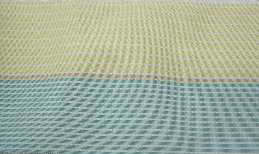 新品 博多帯 麻絹 単衣半幅帯 西村織物 ミントイエロー帯端かがり加工