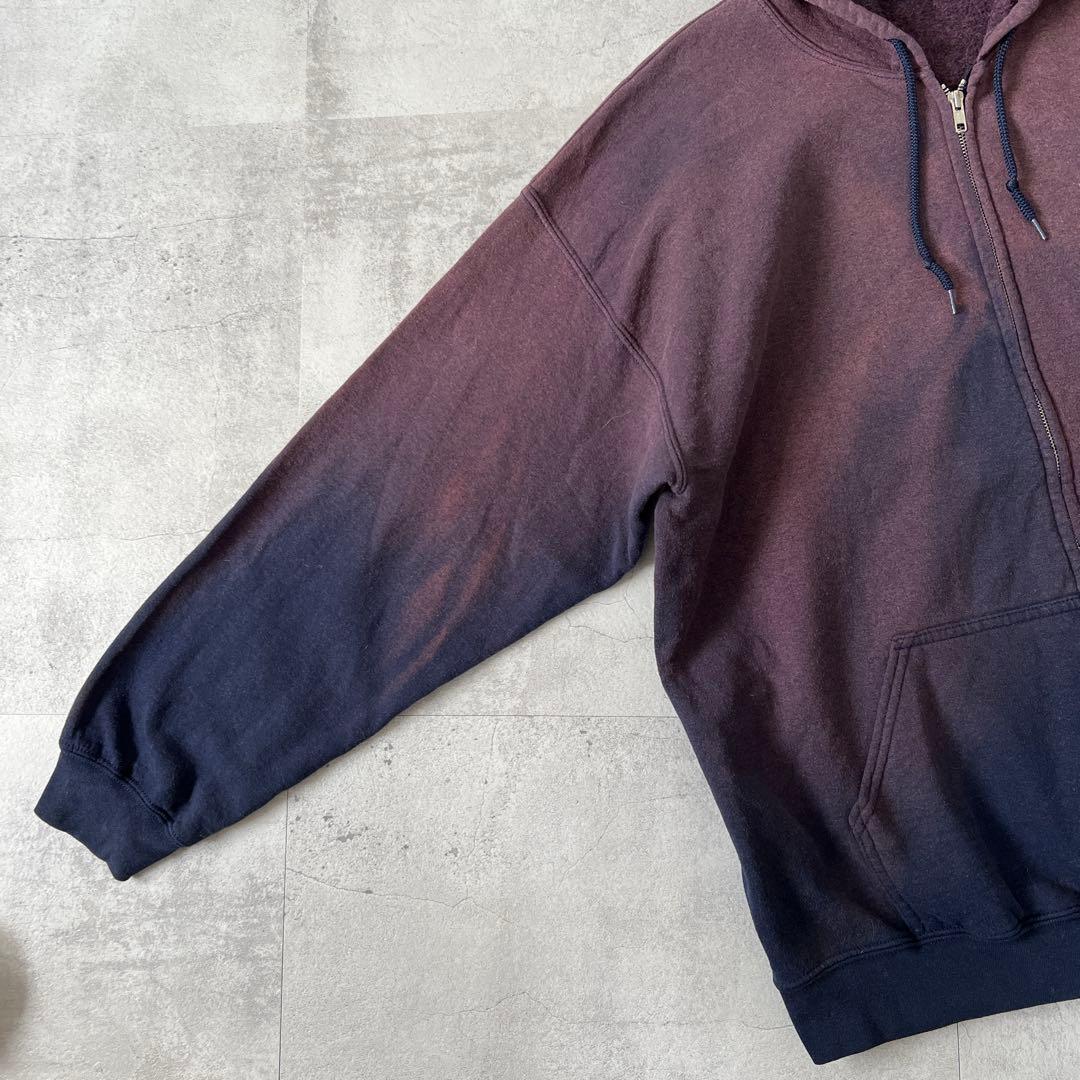 一点物 Boro 鬼フェード ボロ パーカー ジップアップ パープル