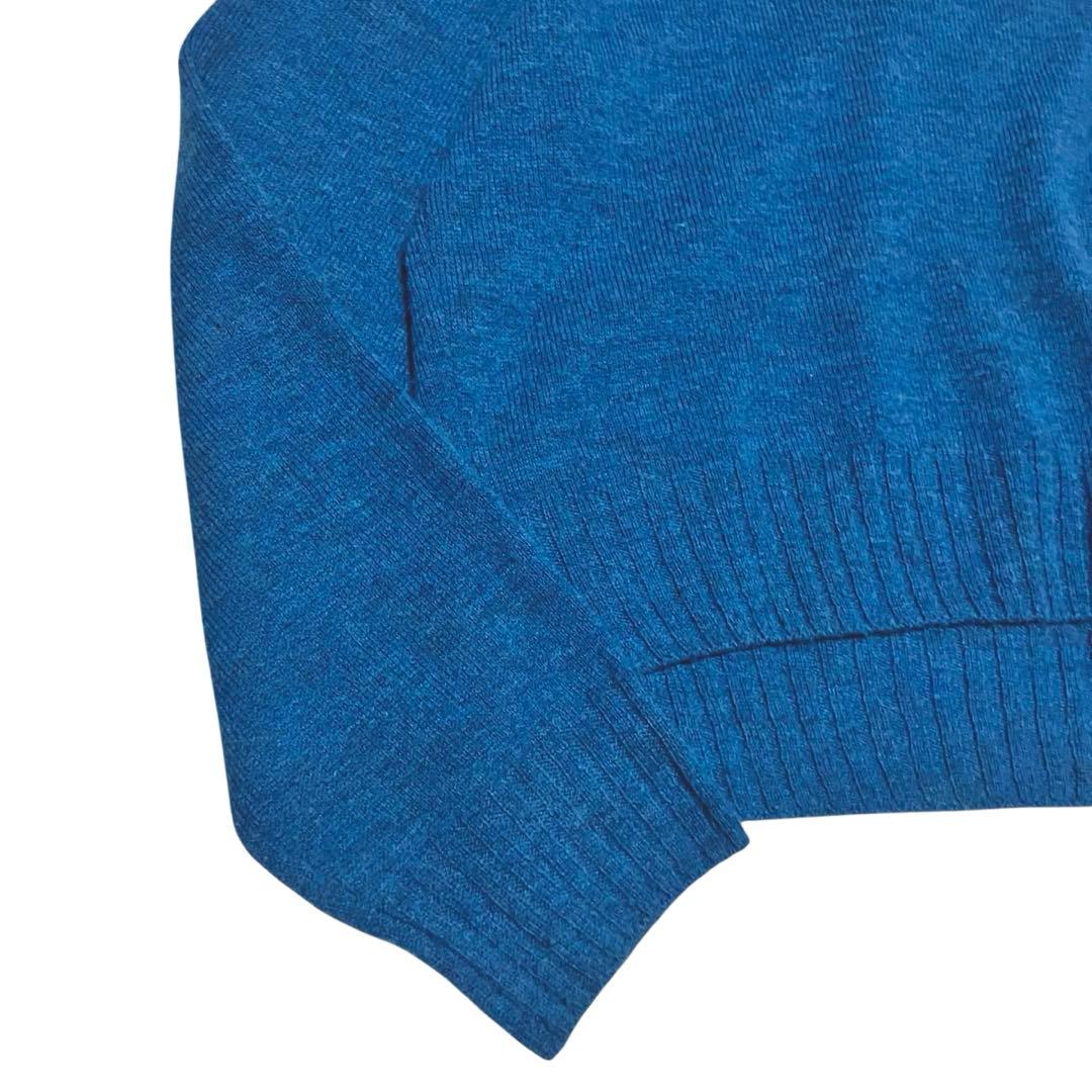 45R フロート縮絨 タートルネック ニット L 3 ブルー R刺繍 45rpm