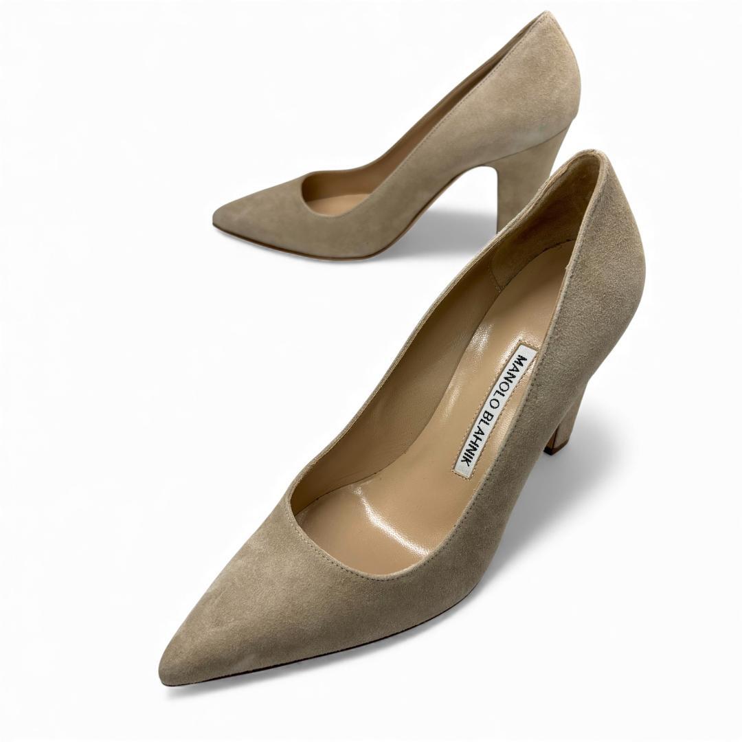新品級 マノロブラニク スエード ポインテッドパンプス 37.5 24.5cm