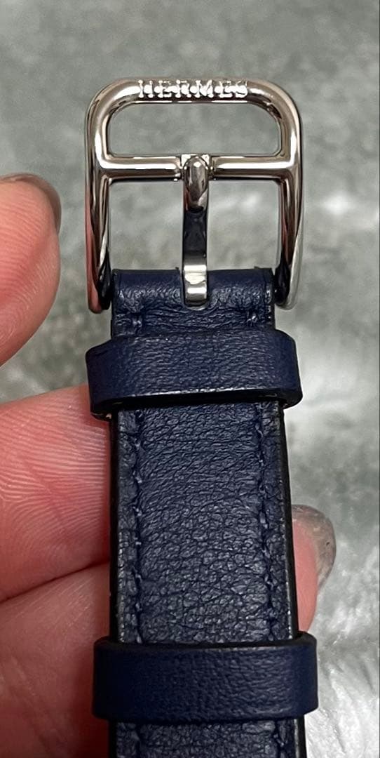 HERMES 《ケープコッド》 PM31 二重巻 純正レザーベルト ネイビー