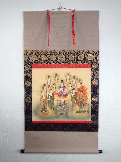 掛軸 村上華岳『十三佛 十三仏』仏画 絹本 共箱付 良好品 掛け軸