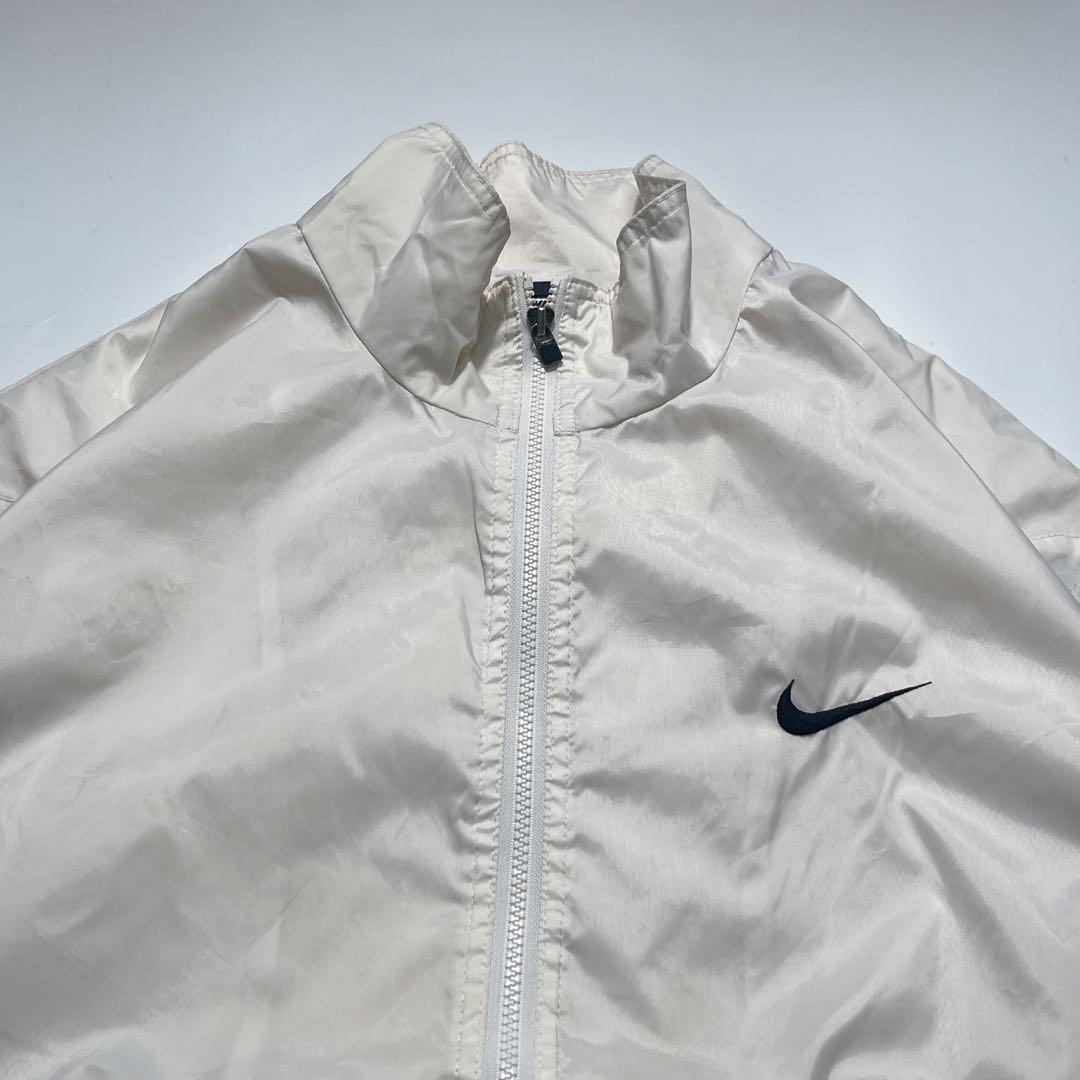 90s ナイキ ナイロンジャケット 白タグ XL 白 黒 赤 刺繍 ○6971