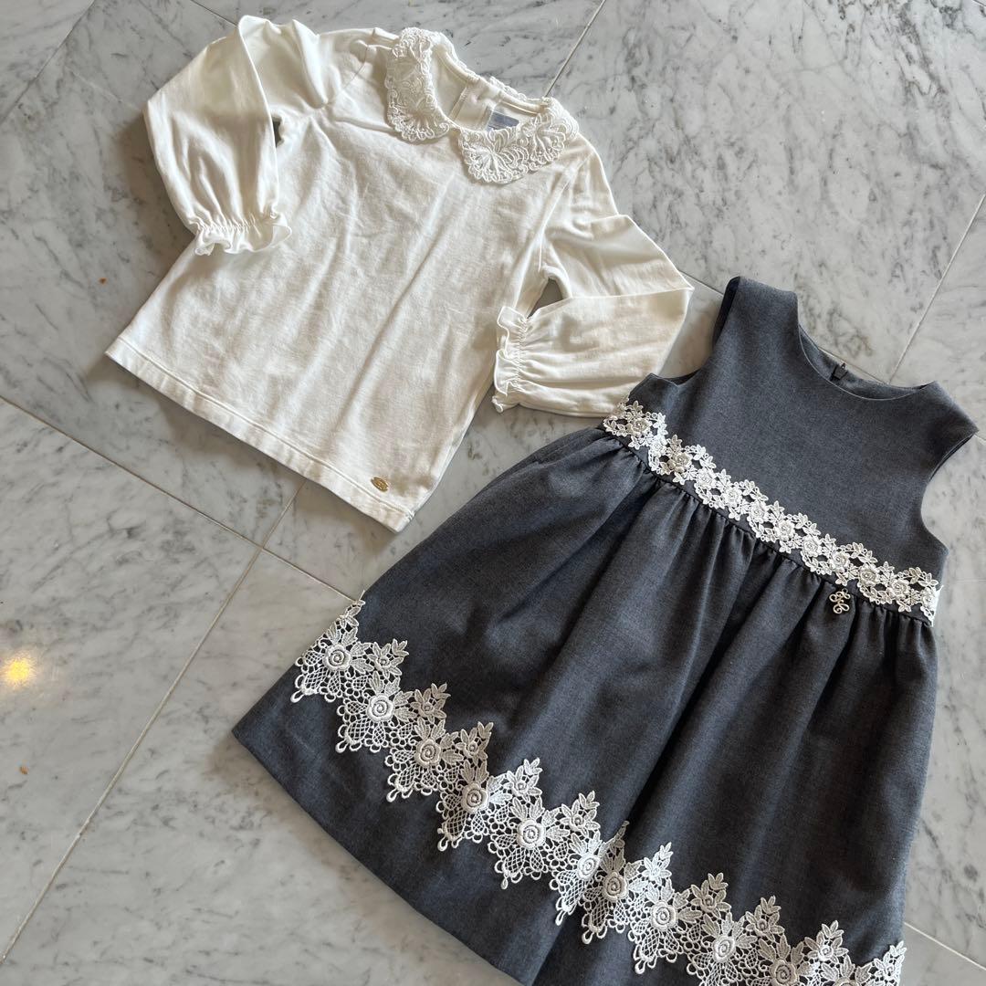 タルティーヌエショコラのワンピース 110 レース グレー - メルカリ