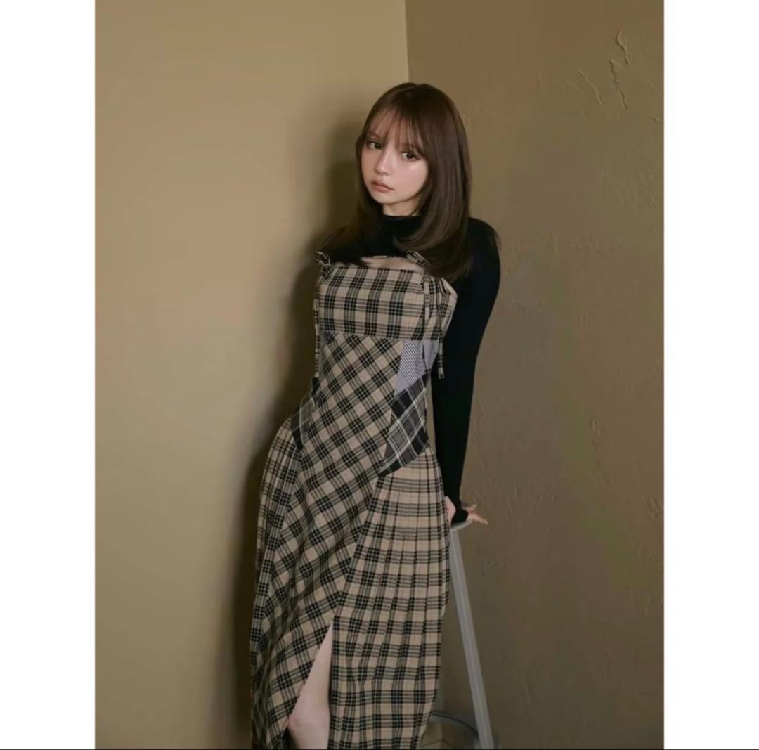 ワンピース andmary Nadia check long dress beige ANDMARY Nadia check long dress Beige ベージュ アンドマリー 新品未