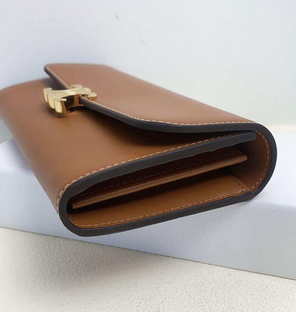 CELINE ブラウンレザー ロングウォレット - メルカリ