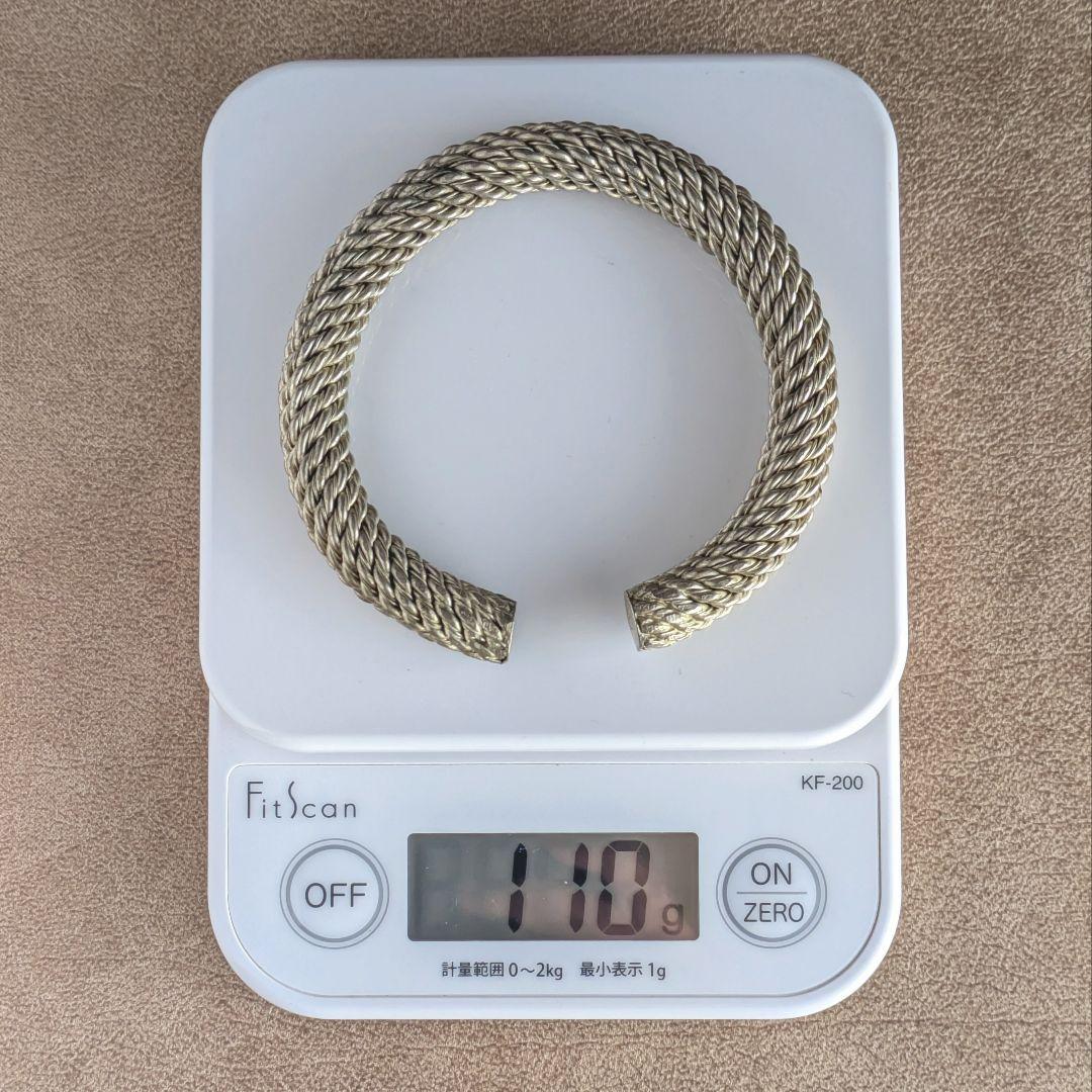 純銀 刻印あり シルバー アンティーク バングル 110g 中国 銀 シルバー バングル 26g 「千足銀」刻印あり - いずみ洋行の
