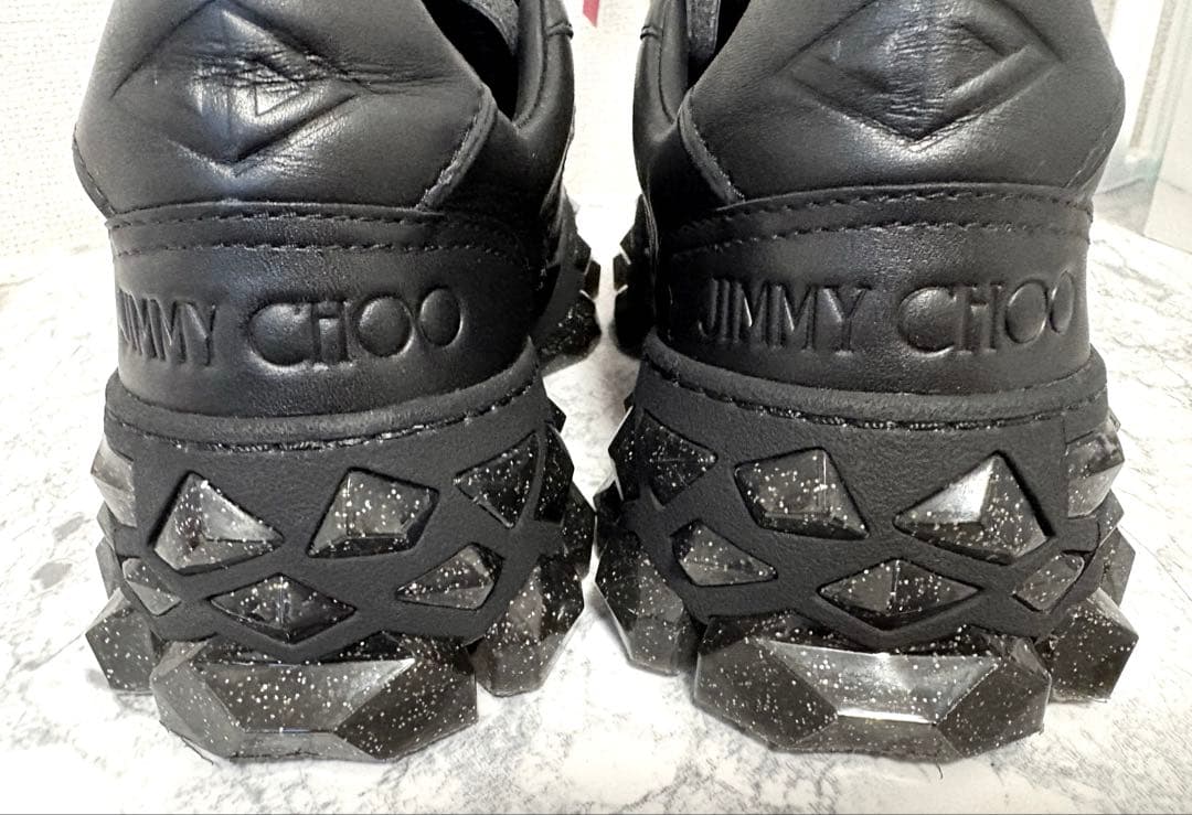 極美品】JIMMY CHOO ビジュー 黒 厚底 スニーカー 36 23cm