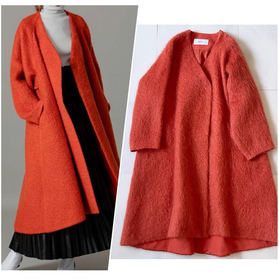 極美品 アドーア シャギーモヘアコート オーバーサイズ オレンジ 定価