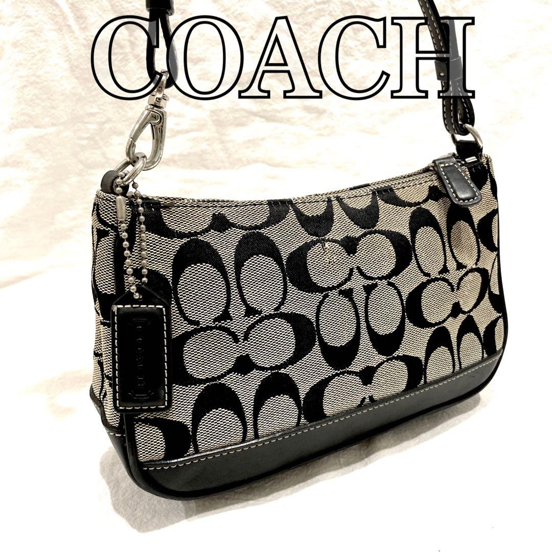 COACH アクセサリーポーチ キャンバス 黒 シグネチャー 6094 - メルカリ