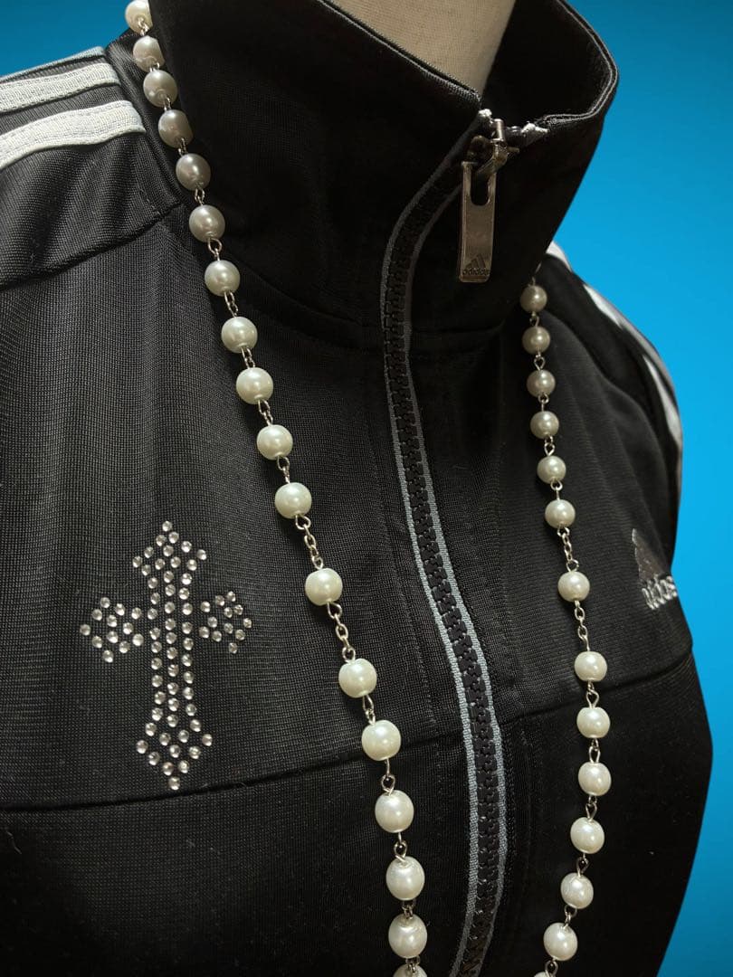 y2k十字架adidasビジュー3本線トラックジャケット古着屋パンク平成