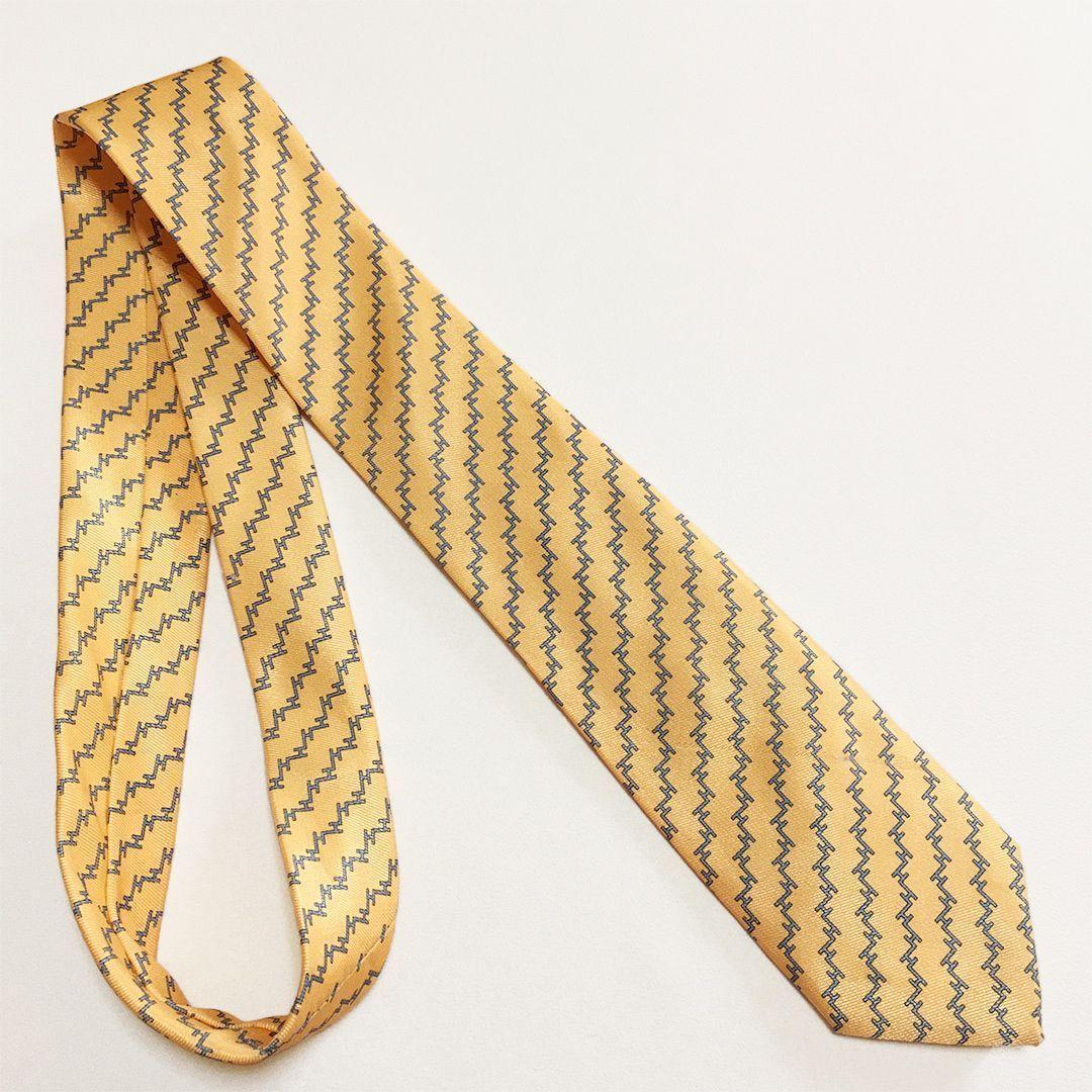 未使用級 エルメス HERMES ネクタイ シルク100% オレンジ H柄 - メルカリ