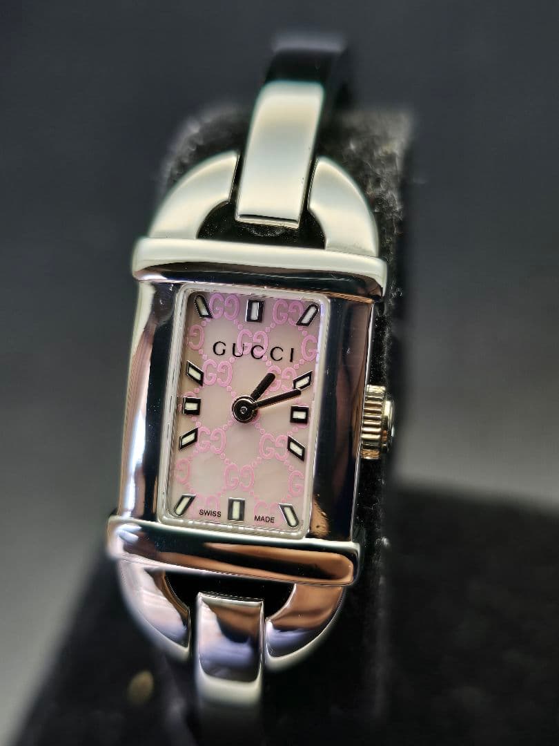 電池交換済 研磨済 グッチ 6800L ピンクシェルGG文字盤 腕時計 - メルカリ