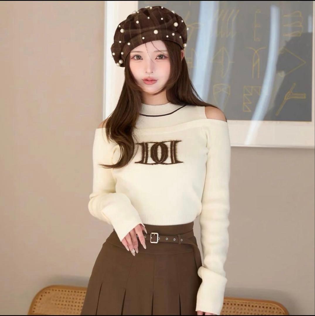 Darich ダーリッチ レイヤードライクロゴニット トップス アイボリー