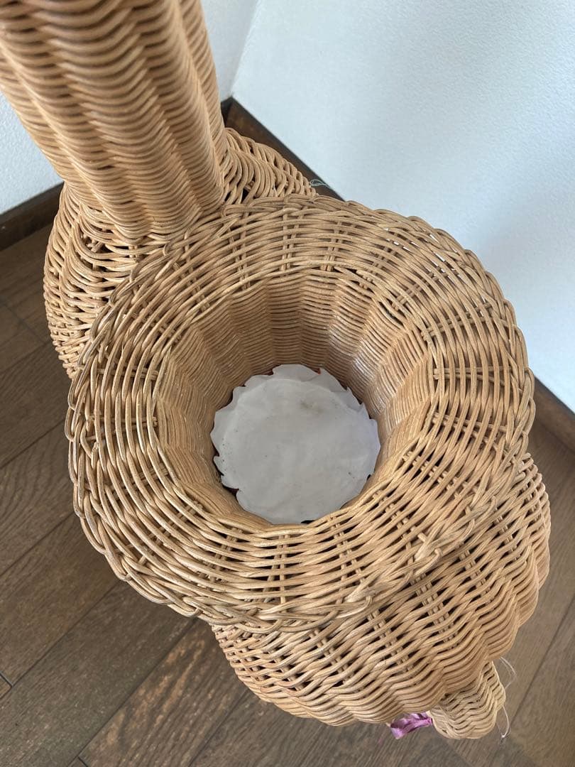 籐製 ラタン キリン バスケット フラワースタンド アンティーク レトロ