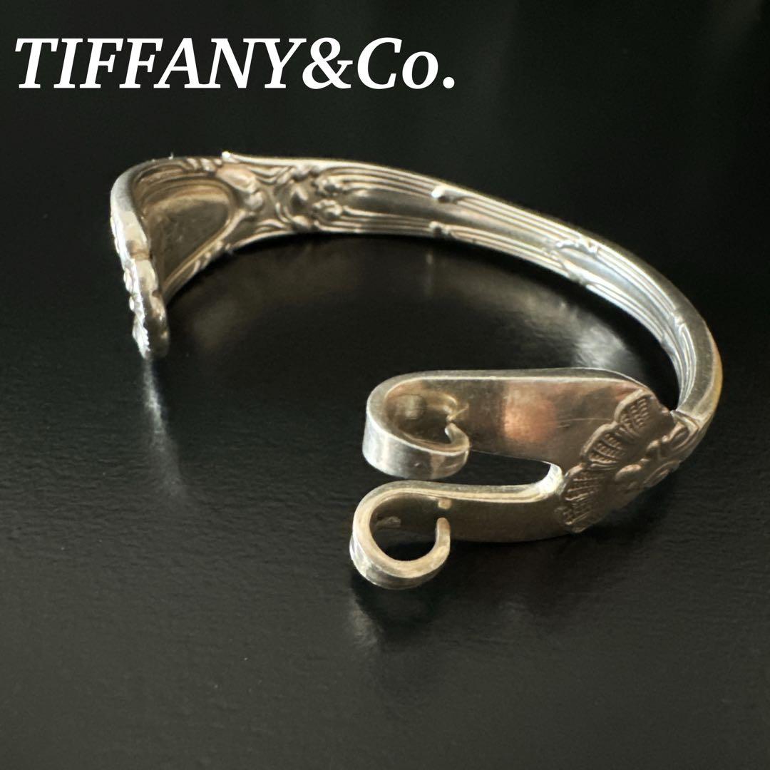 希少 オールド ティファニー バングル ブレス フォーク シルバー