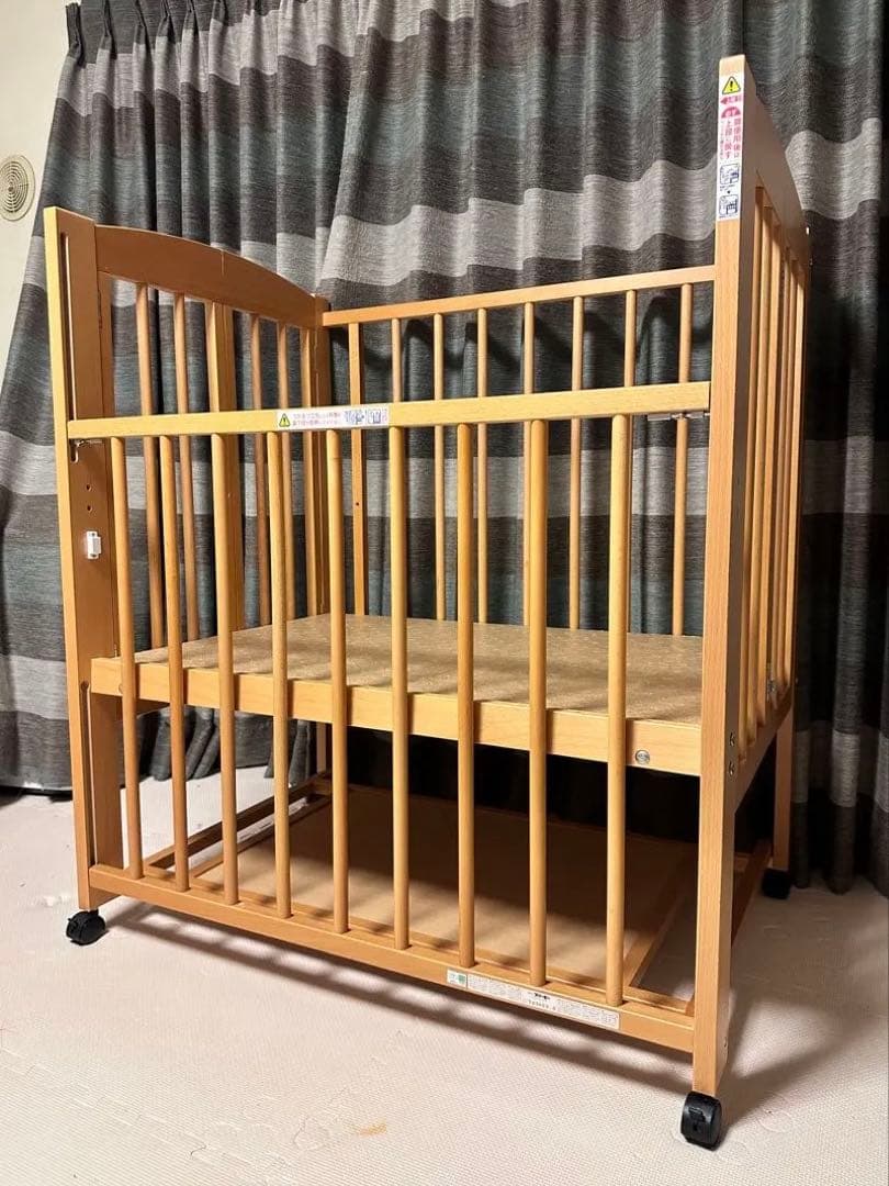 日本製 木製ベビーベッド 「ミニ ワンタッチハイベッド プチ