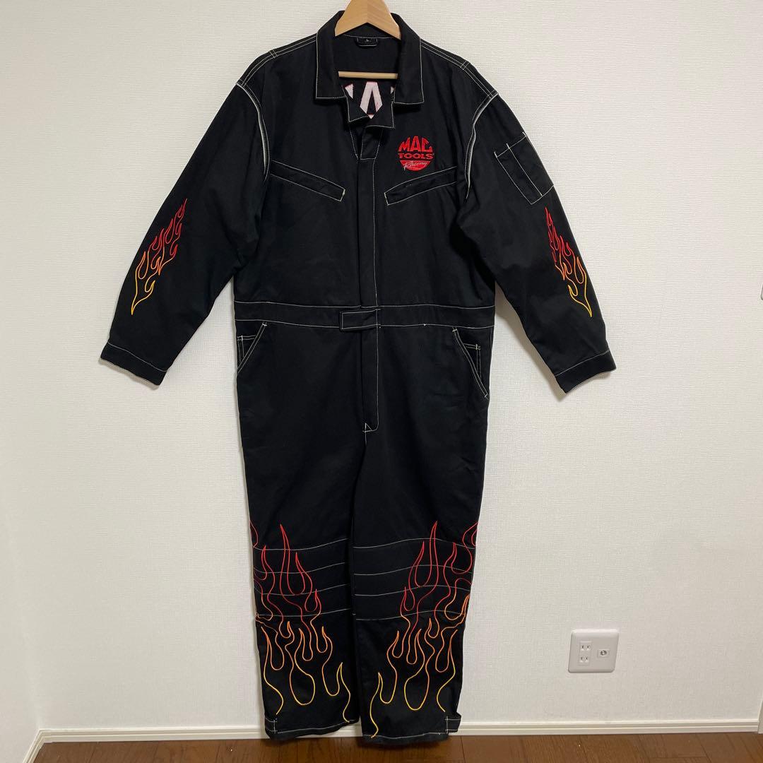 MAC TOOLS Racing ファイヤーパターン ツナギ L オールインワン 正規輸入品] マックツールズ つなぎ ワークウェア ブラック サイズ/L