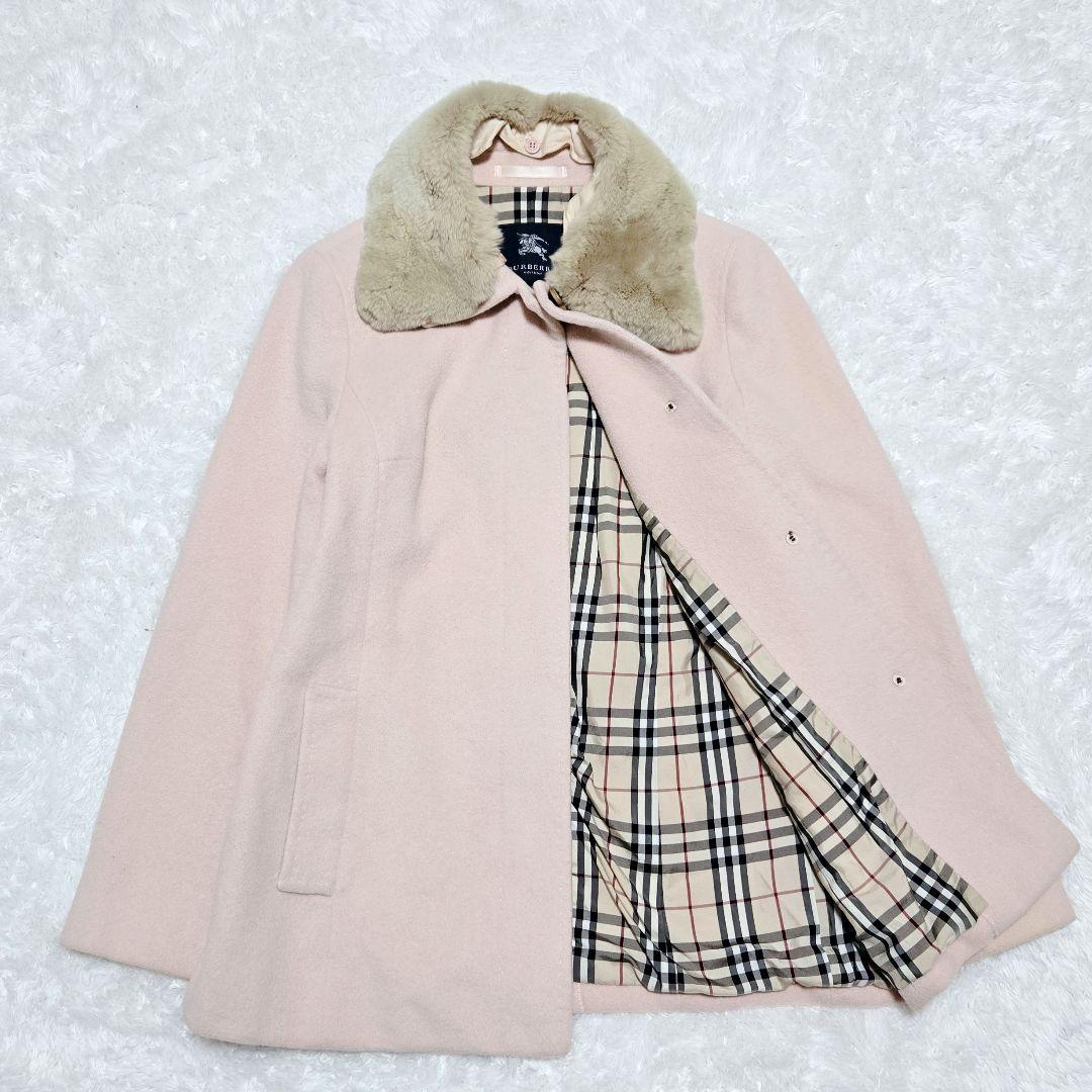 限定価格 BURBERRY LONDON ノバチェック アンゴラコート ピンク - メルカリ