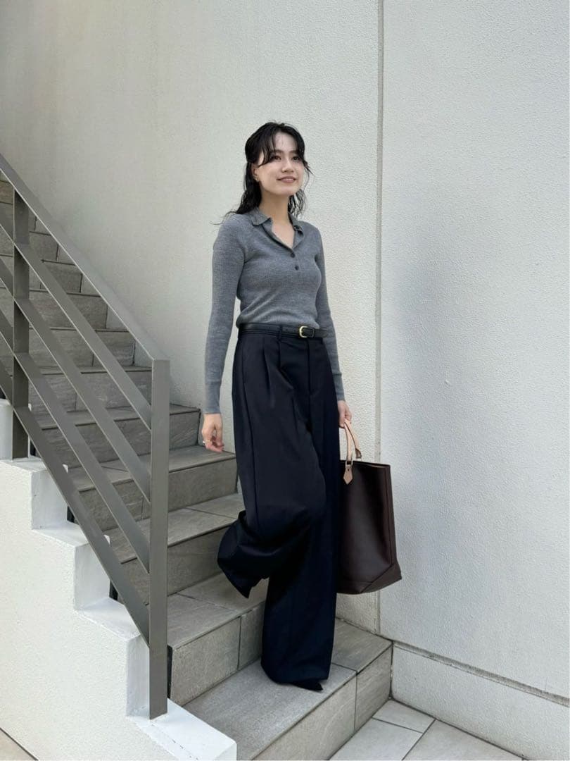 Whim Gazette(ウィム ガゼット) ポロカラーセーター グレー - メルカリ