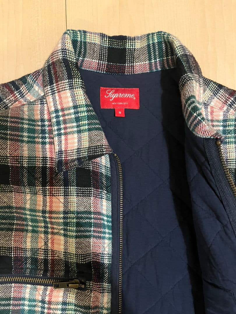 SUPREME Quilted plaid zip up shirt 19AW - メルカリ