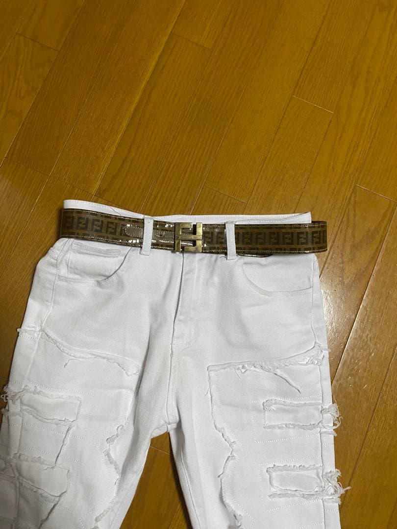 FENDI ズッカ柄 FFロゴ ゴールド金具 レザー ベルト 男女でどちらも可