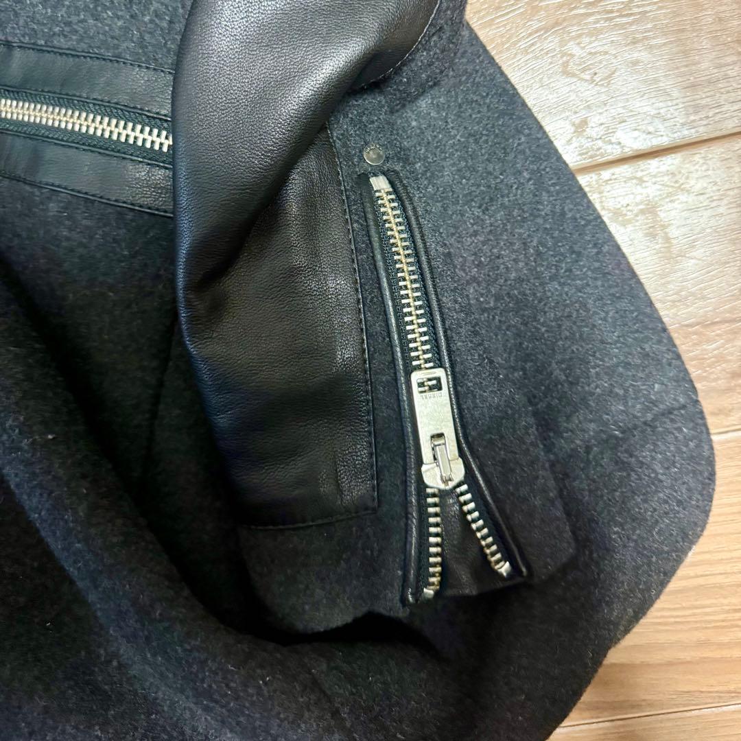 Diesel 黒 チェスターコート ウールレザー - メルカリ