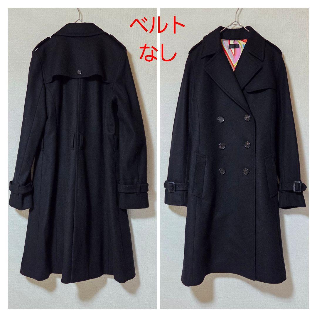 極美品】ポールスミス カシミヤ マルチストライプ トレンチコート 黒 L