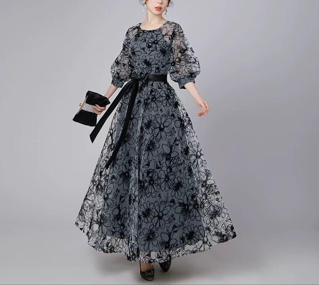 パーティードレス オケージョン ロング ワンピース 花柄 結婚式 お呼ばれ 3L 結婚式・お呼ばれ対応 | 花柄プリントロングワンピースドレス