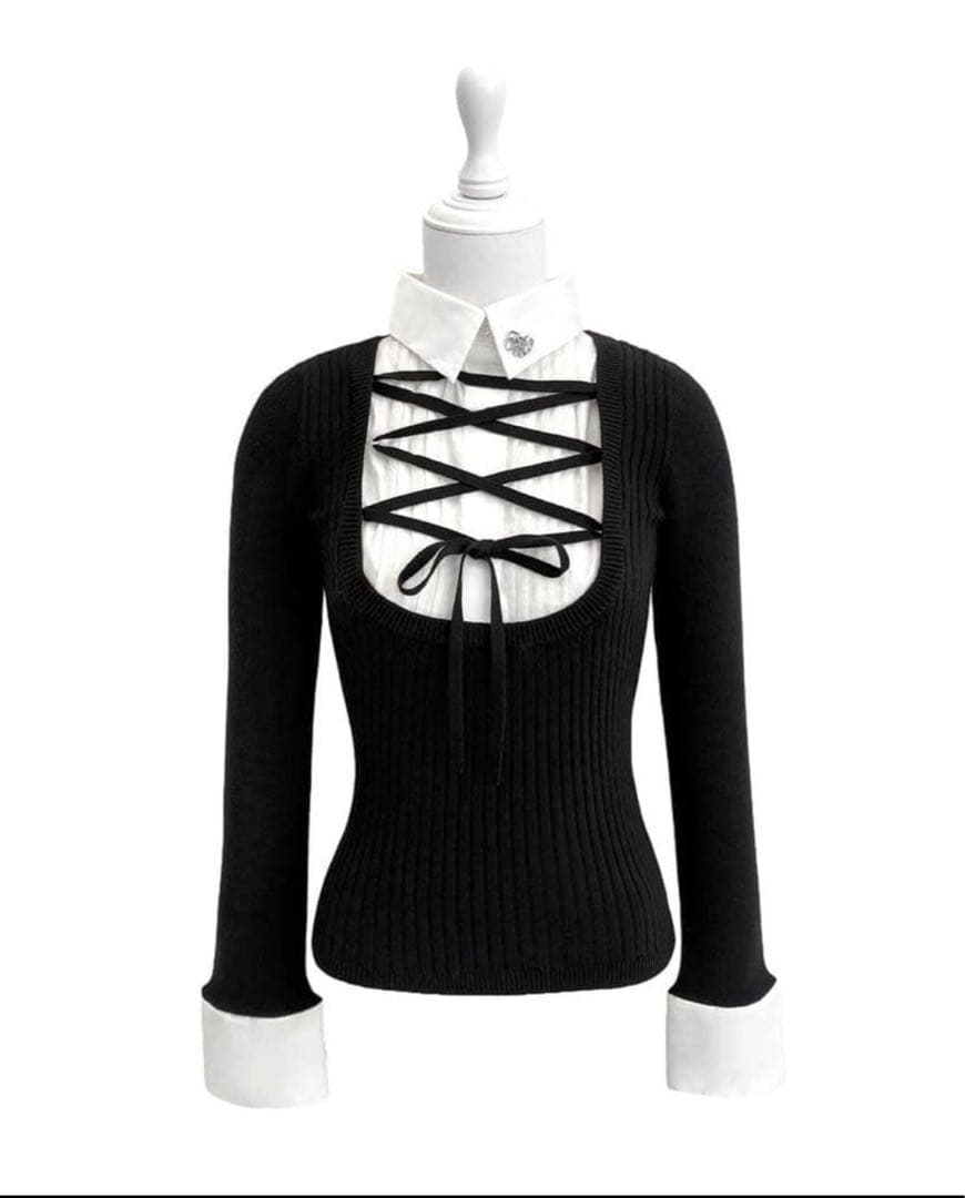 HONEYMEW レースアップドッキングトップス ハニーミュウ ブラック