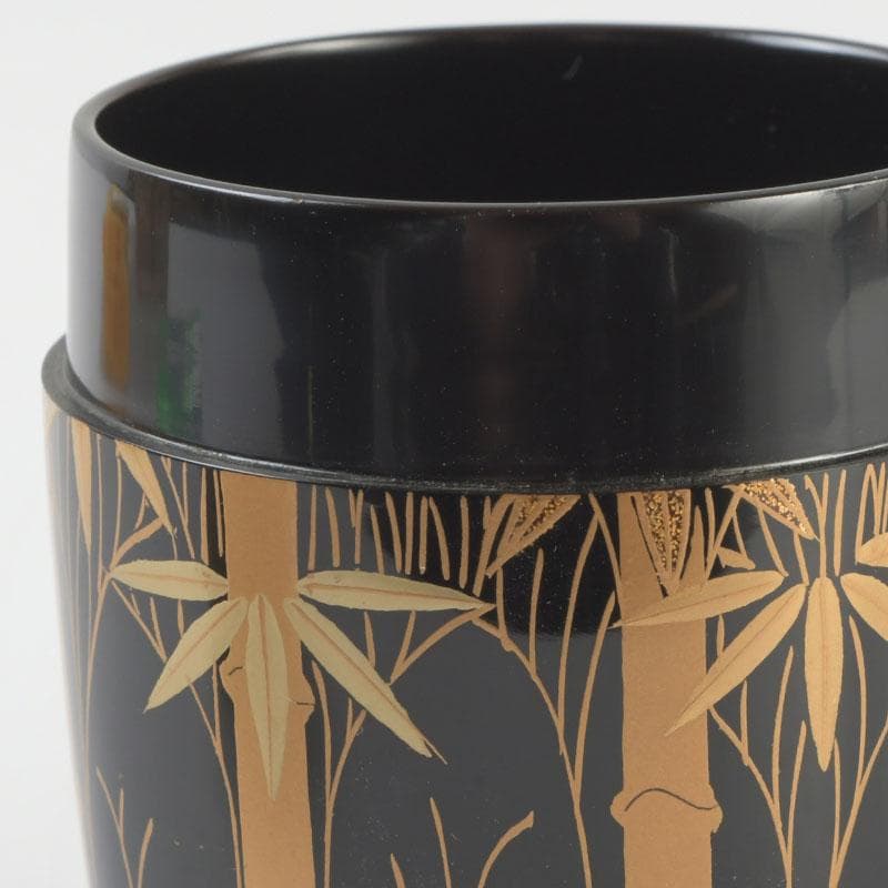 ときの　茶道具　山内幸男　号漆峰　竹林蒔絵　細棗　共布共箱　V　9778