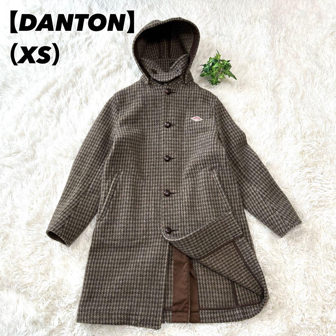 DANTON ダントン】ウールモッサ（34）コート フード 千鳥格子柄 - メルカリ